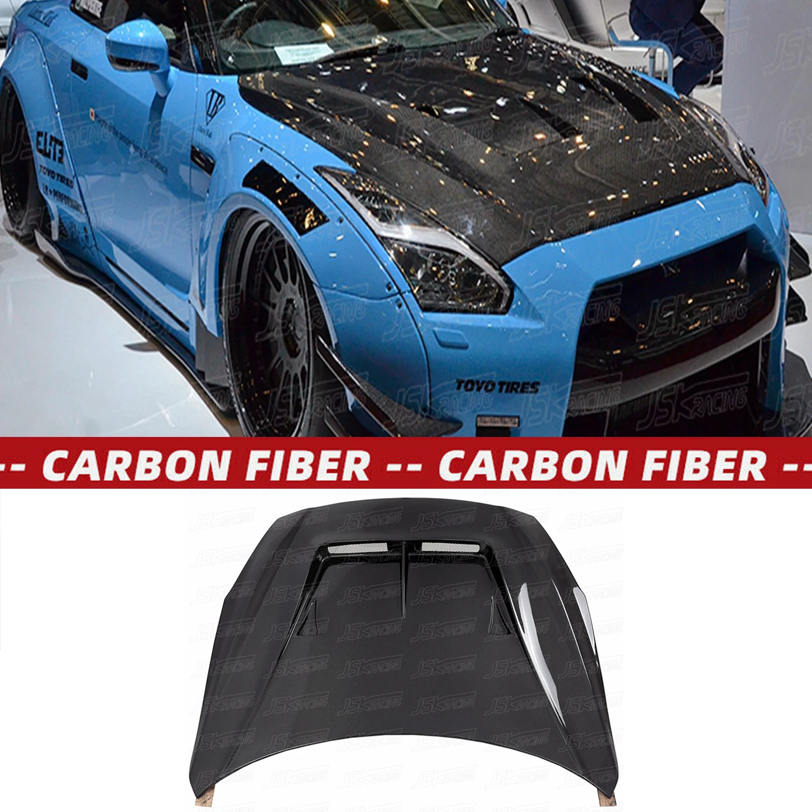 L P Type Carbon Fiber Hood For Nissan Gtr R35 2017-2021 (JSKNSR508248)