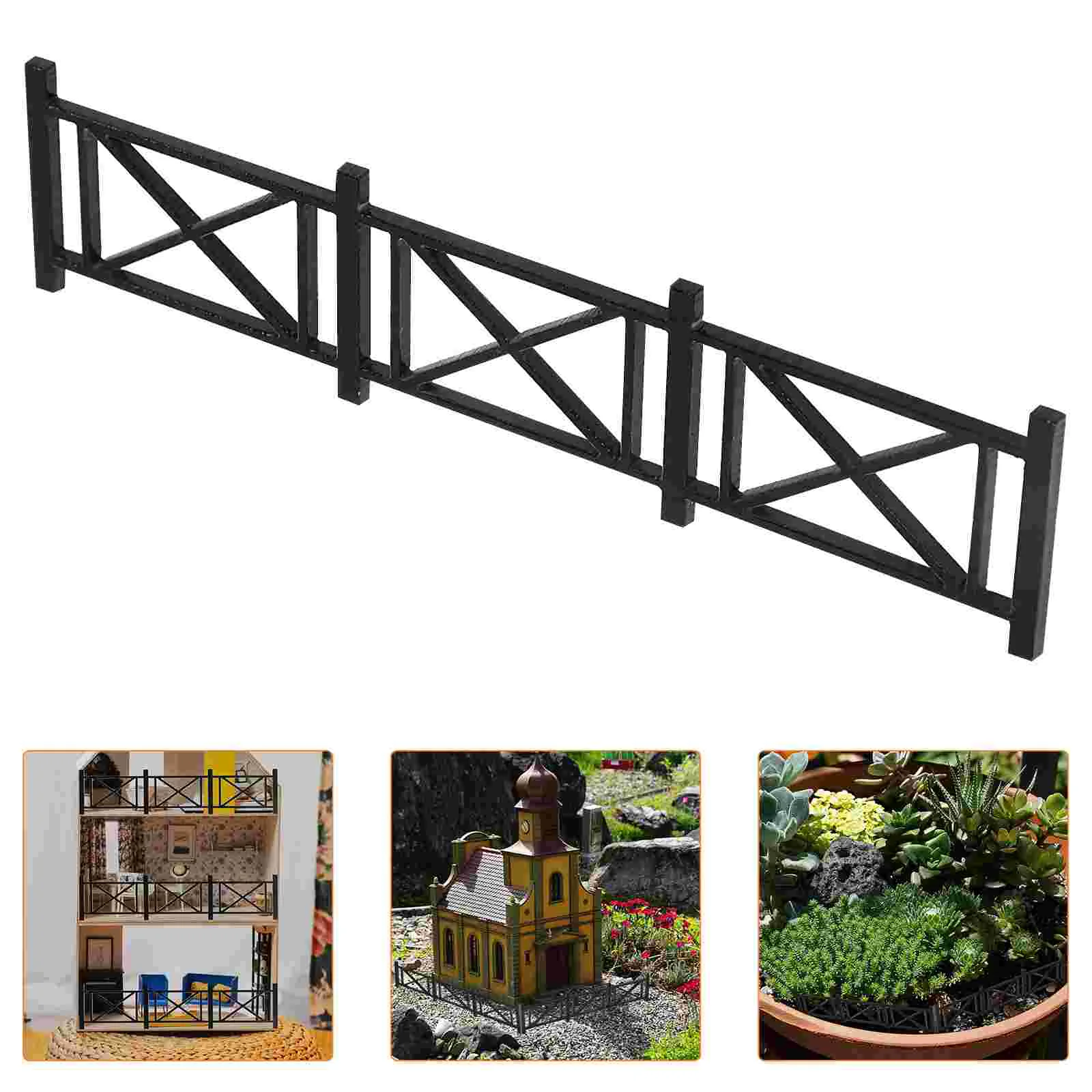 

8 Pcs Fence Railing Model Miniature Decor Decorative Fences Small Garden Sand Table Black Landscape Adornment