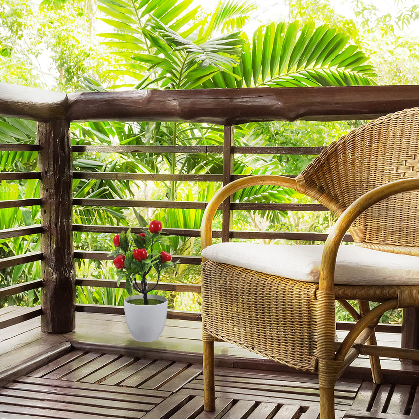 

Realistic Artificial Fruit Tree Potted Plant Decor For Home Office Kitchen Indoor Outdoor Space Simulation Strawberry Bonsai