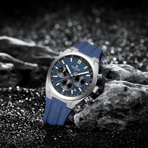NAVIFORCE 8080 relojes de cuarzo de moda para hombre cronógrafo calendario luminoso impermeable correa de silicona deportes al aire libre reloj de hombre