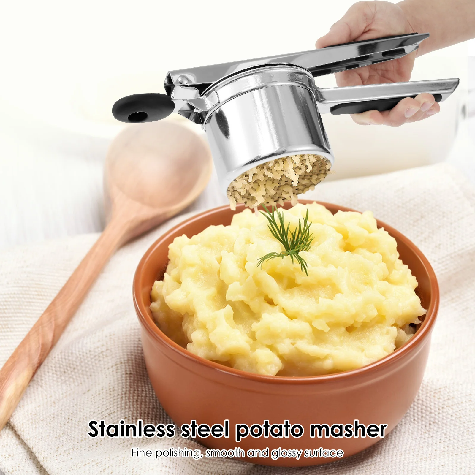 Potato Ricer Stainless Steel Potato Masher and Ricer for Mashed Potatoes Manual Potato Press Kitchen Gadget for Mashed Potatoes