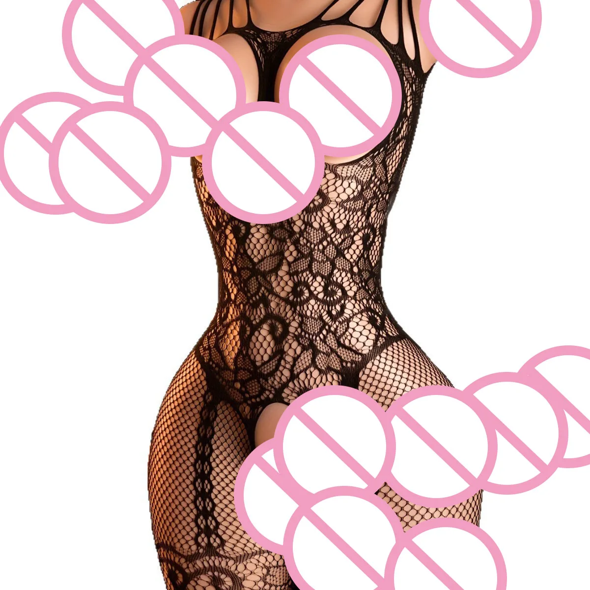 

Эротическое белье Exotic Teddies: сексуальный комбинезон-боди из сетки с вырезами, жаккардовые сетчатые чулки с открытым шаговым швом, женские боди.