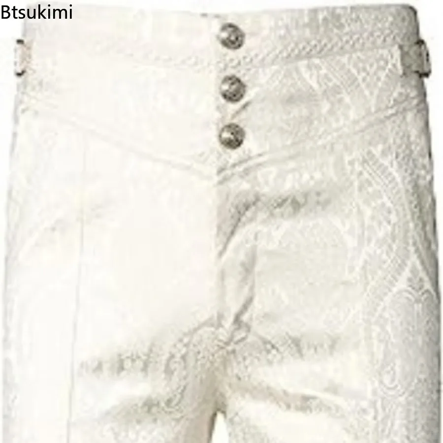 جديد 2025 سراويل قوطية للرجال عتيقة لأداء الهالوين أزياء مصاص دماء التأثيرية Steampunk من قماش الجاكار سراويل ضيقة للترفيه للرجال #6