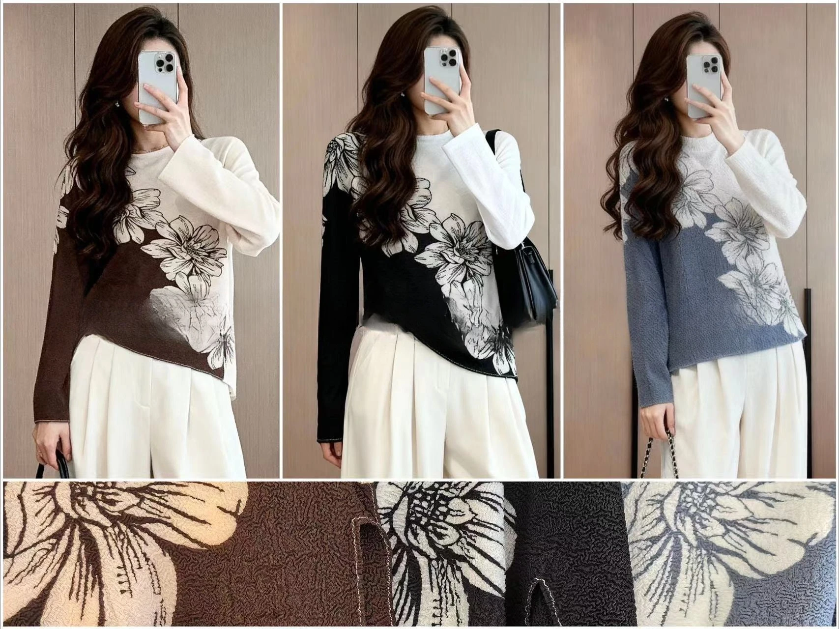 

Miyake Pleated 2025 Autumn and Winter New Designer Pleated High-end Tops Printed Long-sleeved Commuter T-shirt Bottoming Shirt