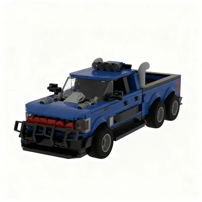 611pcs MOC Fordes F-150 RAPTOR CUSTOM 6x6 RIG Model Building Blocks Christmas Gift DIY 3D Collection Idea Birthday Education
