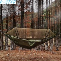 Automatic Quick-opening Mosquito Net Hammock Outdoor Camping Pole Mosquito Net Hammock Anti-rollover Nylon Hammock Anti-mosquito