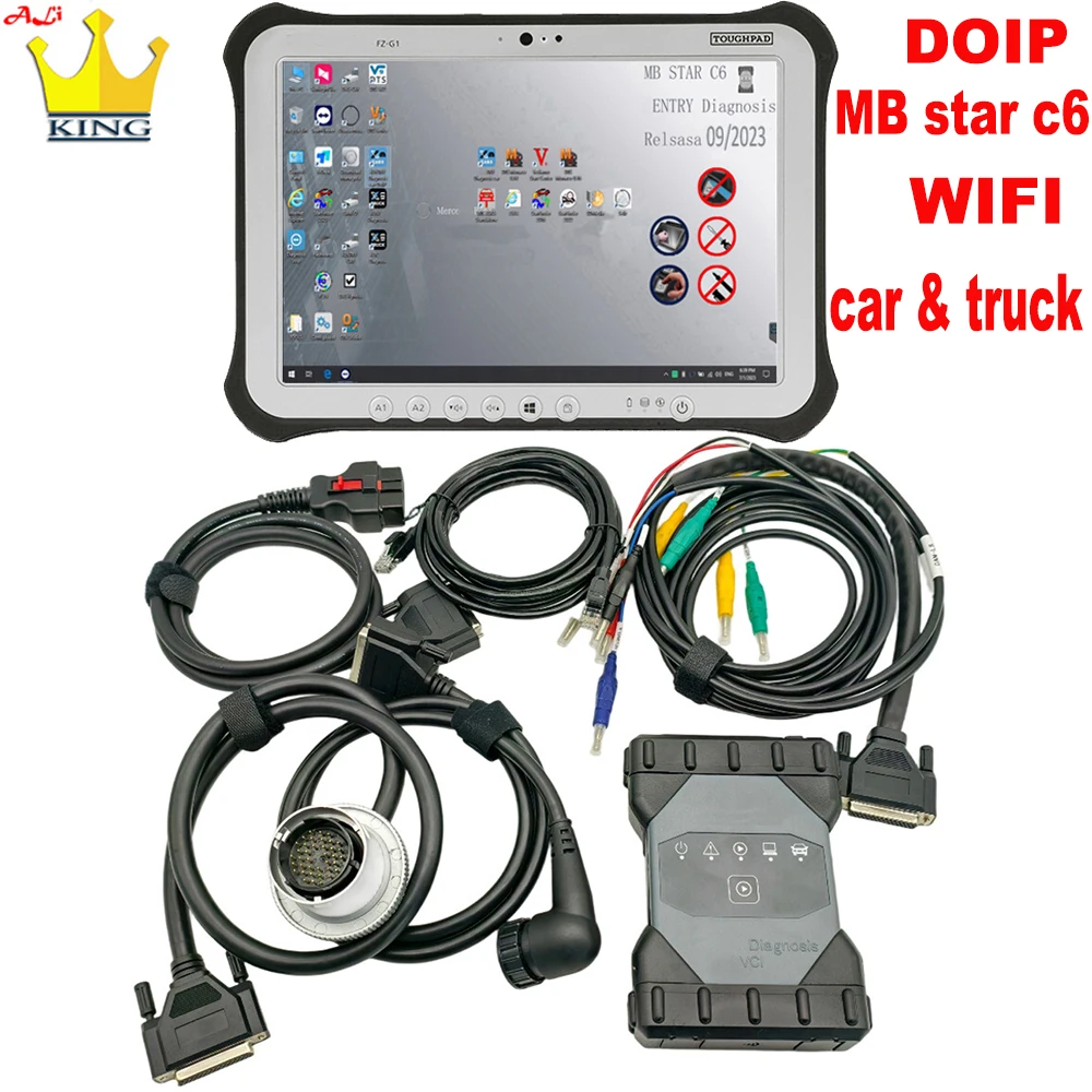 WIFI MB Star C6 DOIP SD Connect C6 VCI Multiplexer OBD2 Scanner MUX For Merced Car and Truck with Tablet FZ-G1 Diagnostic Tool