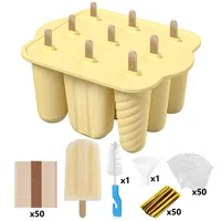 Homemade home 9 Cavity Ice Cream Mold Food grade Silicone Popsicles Molds With Wooden Sticks Ice Pop Molds Maker Summer