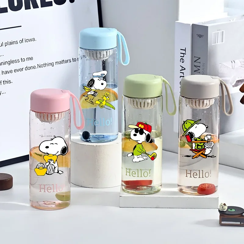 650ML Snoopy Cartoon Large Capacity Plastic Water Bottle Portable Leak Proof Water Bottle Student Outdoor Travel Water Cup