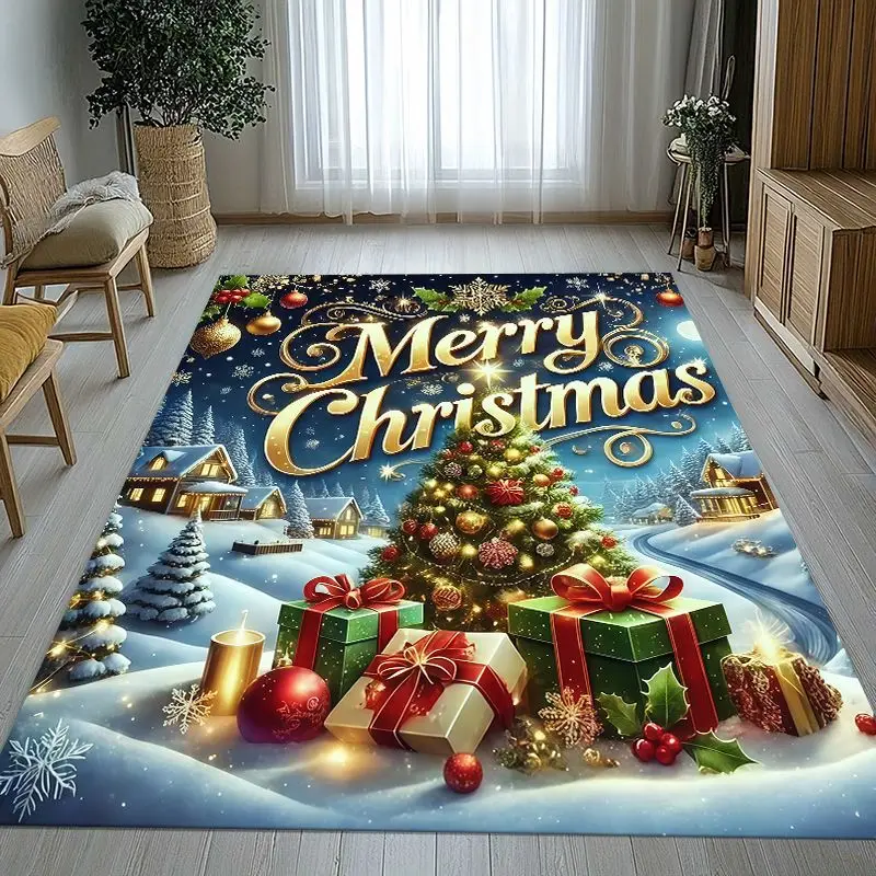 Weihnachtsbaum, Weihnachtsmann, Märchen, Kindergeschenk, rutschfester Teppich für Wohnzimmer, Schlafzimmer, Teppichmatte für Sofa, Heimdekoration