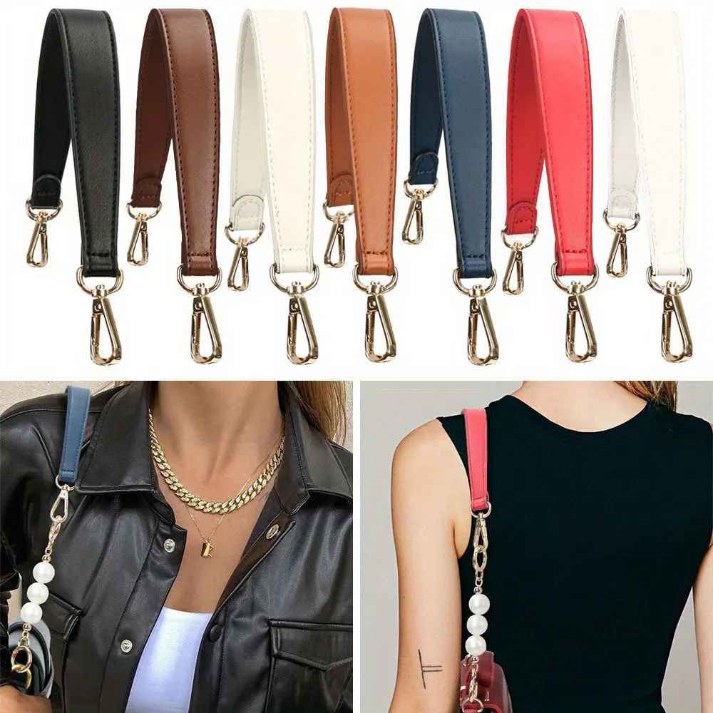 Artificial Leather Bag Strap Handbags Handles For Handbag Short Bag Strap Purse Strap Golden Buckle Replacement Bag Belt