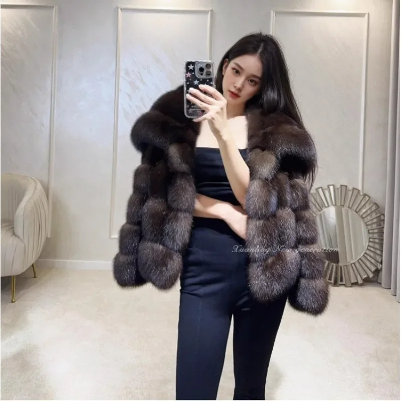 Big Lapel Russian Purple Mink Coat Winter Thickened Young Short Environmentally Friendly Fur Coat Women's  High Appearance Level