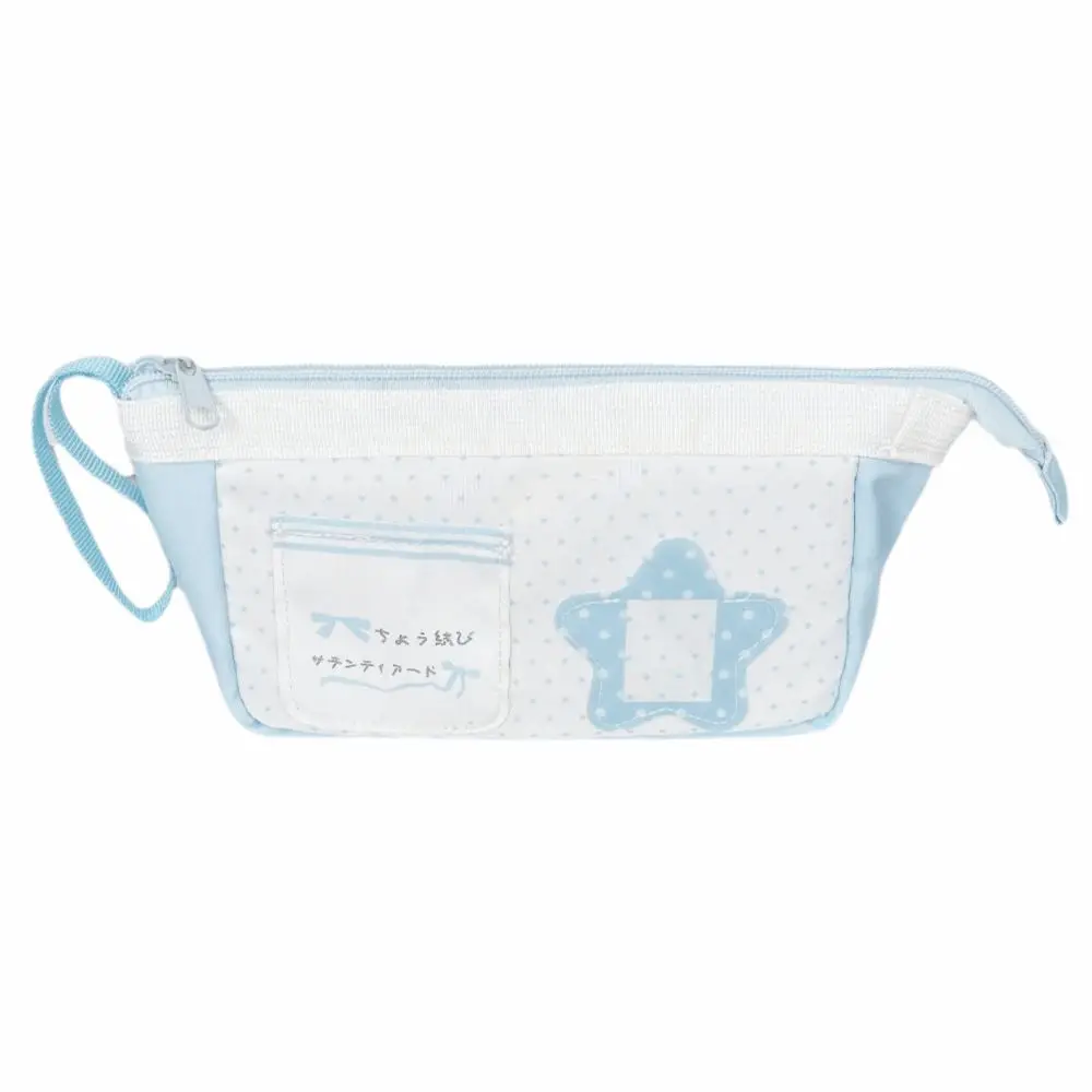 Durable Blue Polka Dot Print Pencil Case Multilayer Large Capacity Pencil Pouch with Photo Window Stationery Bag Gift