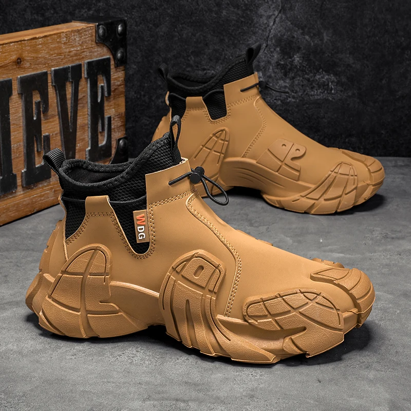Men's Sport  Boots Autumn Winter Wear Resistant Anti-Slip Waterproof Zipper High Help Safety Fashion Work Shoes view 2