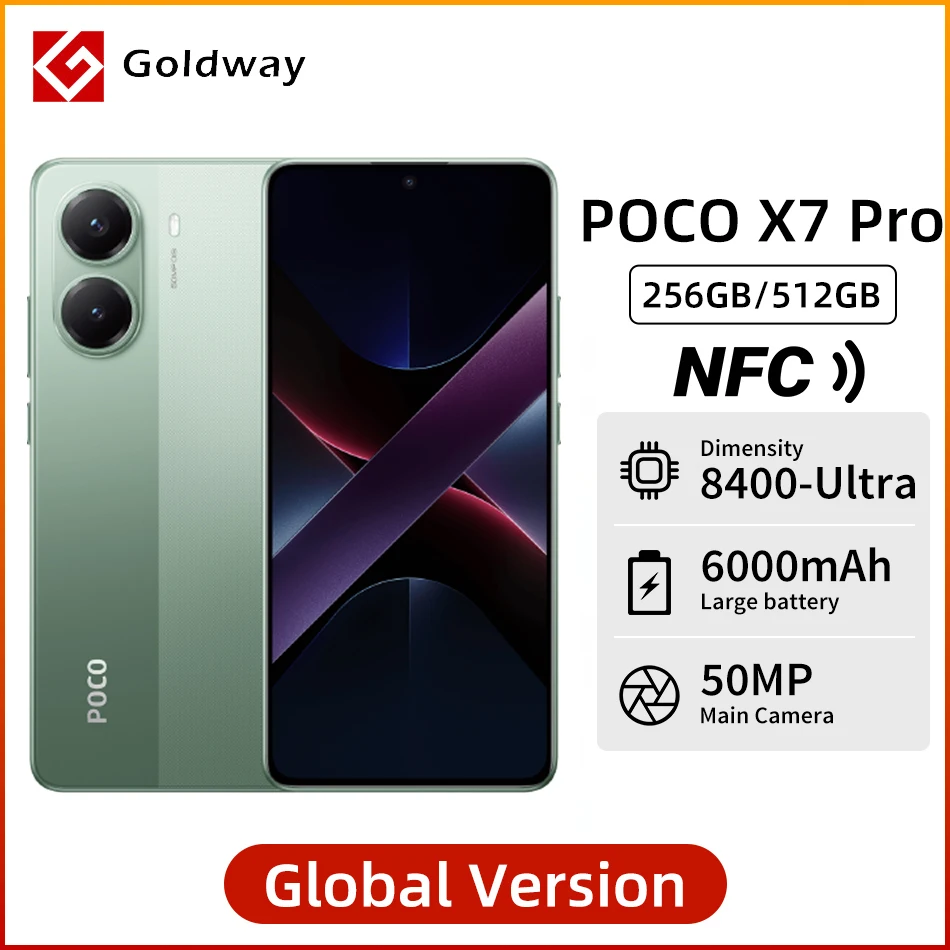 POCO X7 PRO глобальная версия NFC 5G телефон размером 8400-ULTRA XIAOMI HYPEROS 2 50MP OIS камеры 6000MAH 90W гиперзаряд
