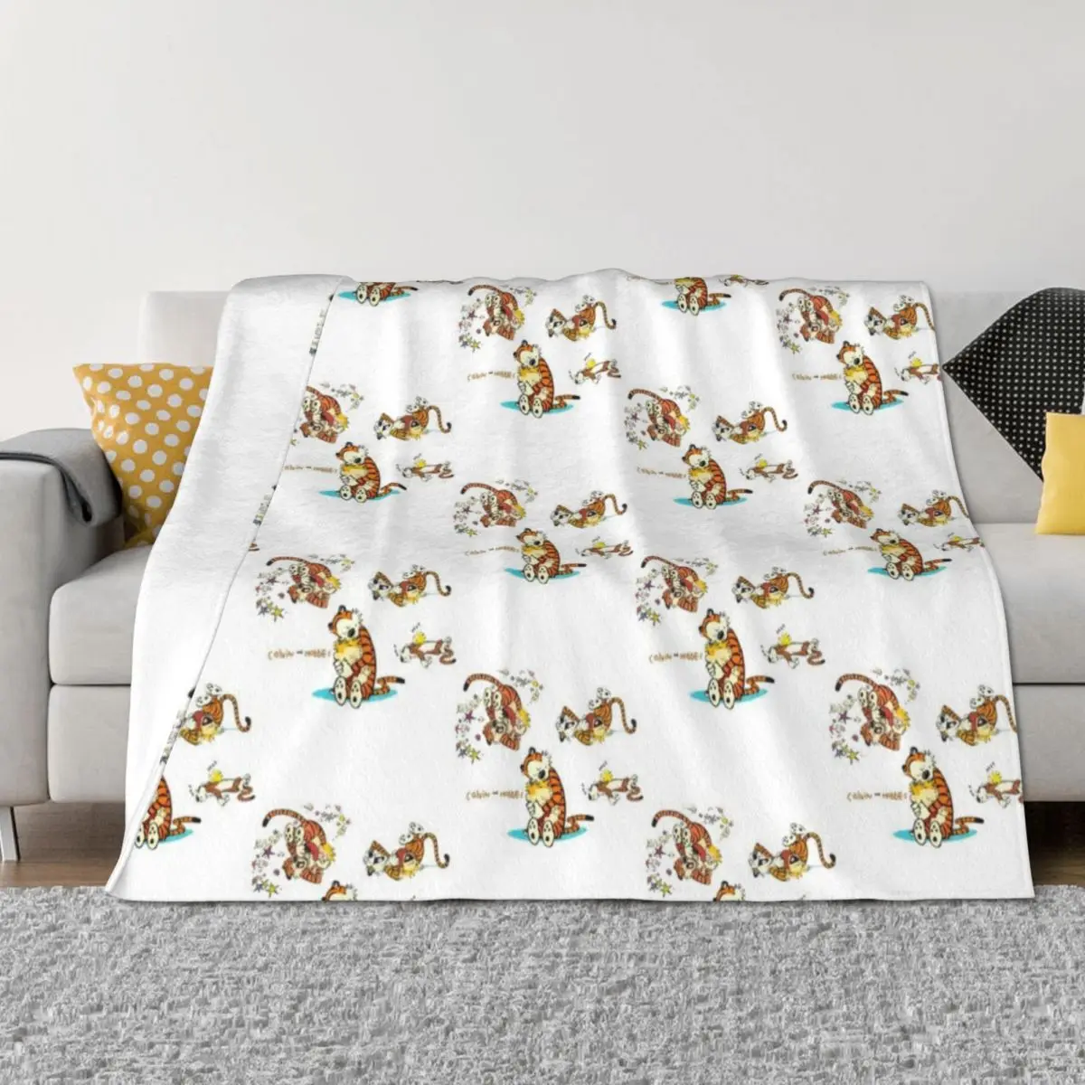 

calvin and hobbes bill watterson Throw Blanket Plaid Comforter Designers Beach Blankets
