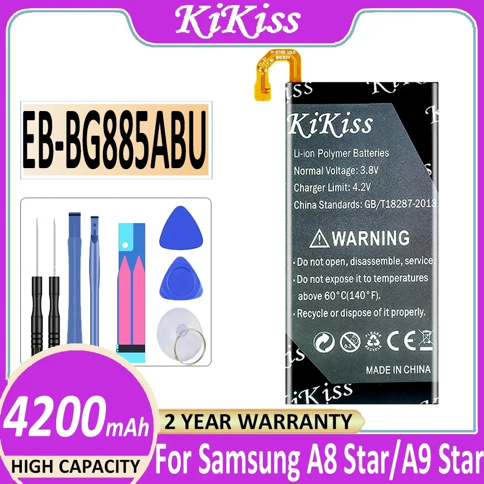 KiKiss Battery 4200mAh EB-BG885ABU Battery For Samsung Galaxy A8 Star A9 Star SM-G885F G8850 G885Y G885 Batterij