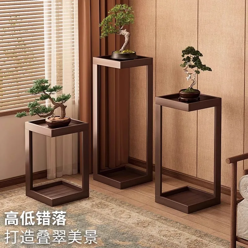 Flower shelf Living room Floor-to-ceiling shelf Nanzhu Chinese flower pot Plant placement Indoor display stand Balcony flower