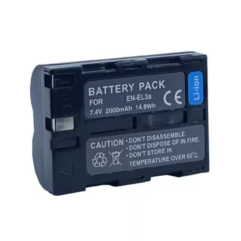 Batería de cámara de iones de litio de 7.4V 2000mAh EN-EL3 EN-EL3a para cámara réflex Nikon D50 D70 D100