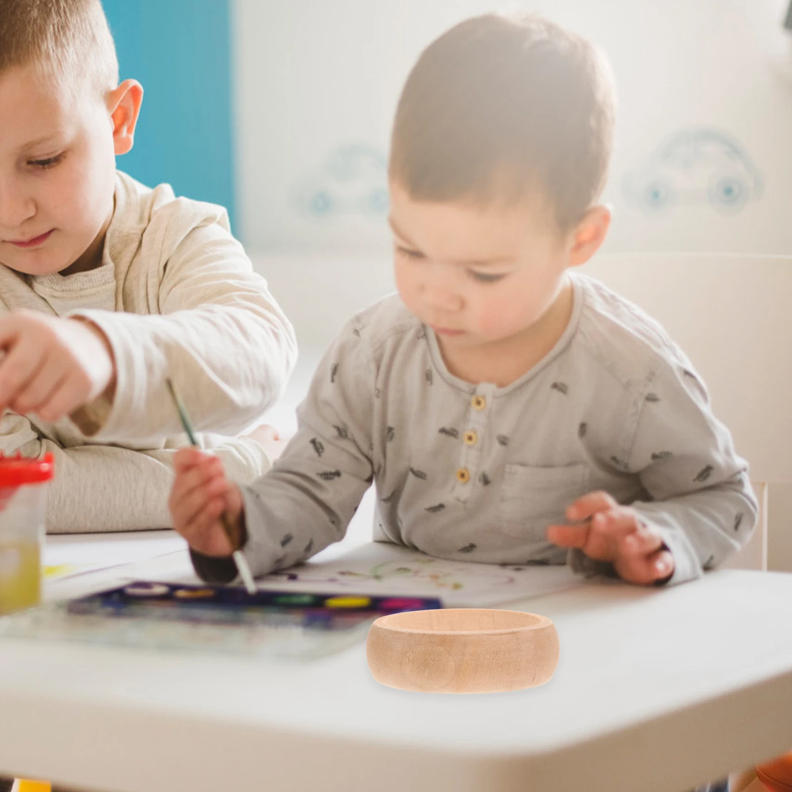 

2 Pcs Wooden Bracelet Girls Crafts Kids DIY Toys Natural Bangle Child Self Painted Unfinished Wood Bracelets H made Sewing