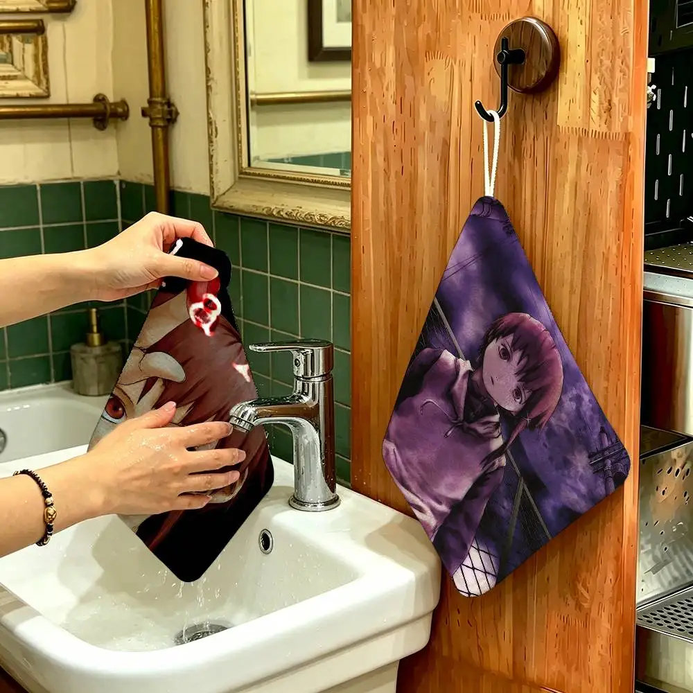 

Serial Experiments Lain Thickened Polyester Cotton Hanging Towel, High Absorbent Hand Wiping Towel for Indoor Use