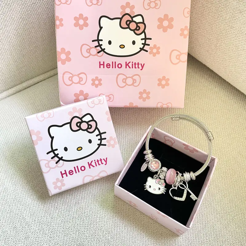 

Серебряный браслет Hello Kitty, милый сладкий нишевый дизайн, не выцветающие ювелирные изделия для лучшего друга, элитный подарок на день рождения