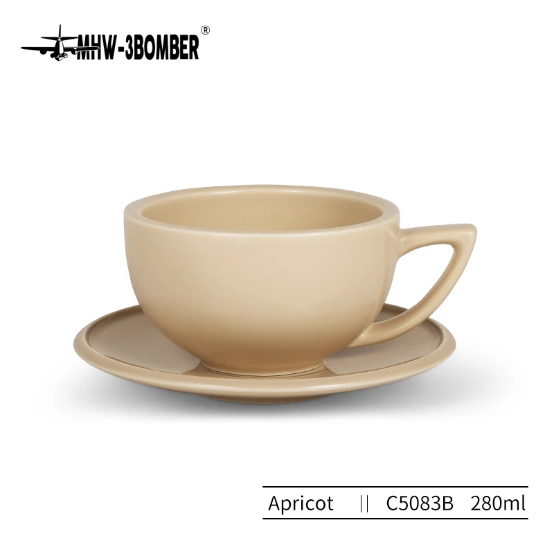 MHW-3BOMBER 280ml Tee- und Espressotassen mit Untertassen und Kaffeelöffeln Set Keramik Cappuccino Latte Art Becher Barista-Zubehör für Zuhause 8
