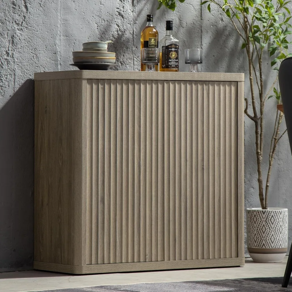 

Buffet Cabinet with Storage Sideboard Accent Modern Credenza with Doors & Shelves Fluted 34.6" Tall Media Console Mid Century C