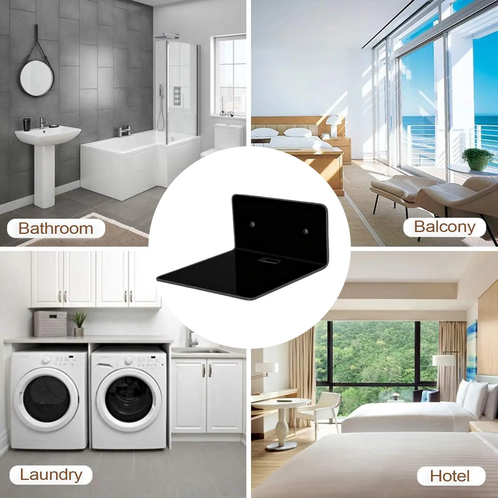 

Акриловые настенные полки, многофункциональные 4 шт., 4-дюймовый клейкий настенный органайзер для хранения, спальни, кухни, книжная полка для гостиной