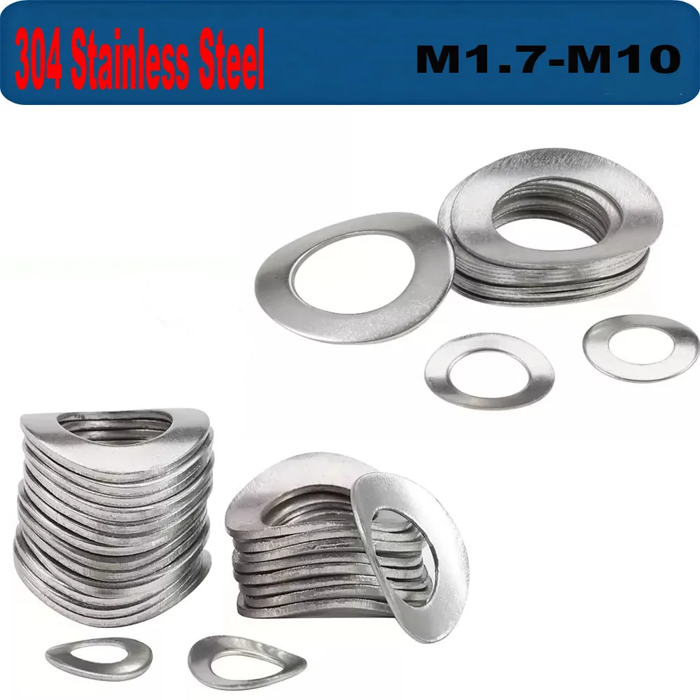 M1.7 M2 M2.5 M3 M4 M5 M6 M8 M10 Wave Washers – 304 SS Curved Spring Lock Washers for Anti-Loose