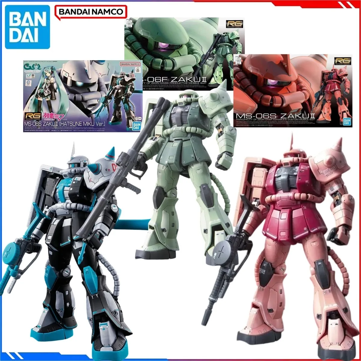 

Bandai Genuine GUNDAM Anime Model Kits ZAKU 2 MIKU Toys RG 1/144 Action Figure Assembly Model Gift for Boy Present
