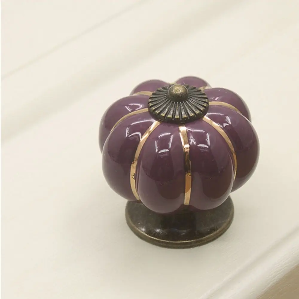 

Retro Single Hole Ceramic Pumpkin Handle European Style Round Door Pull Handles Leopard Pattern Vintage Cabinet Knob Furniture