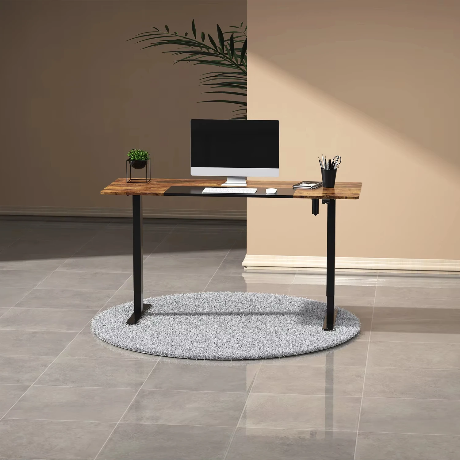 Height Adjustable Sit-stand Frame Black Single Motor Ergonomic Standing Desk Load Capacity