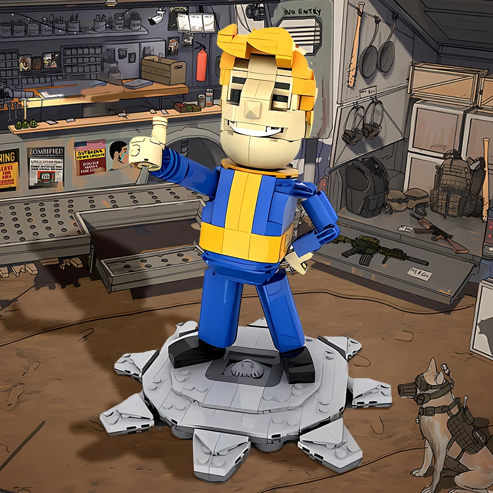 

Новинка, 623 шт., настольная фигурка MOC Vault Boy с подставкой, строительные блоки, креативные обучающие игрушки для детей, подарки «сделай сам»