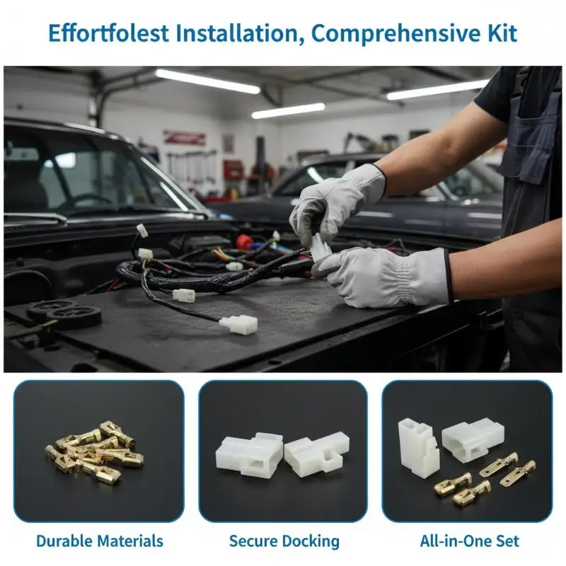63 Series Electrical Wire Connector Kit Easy Install Gold Plated Terminals Multiple Pin Sizes for DIY Electrical Modification J