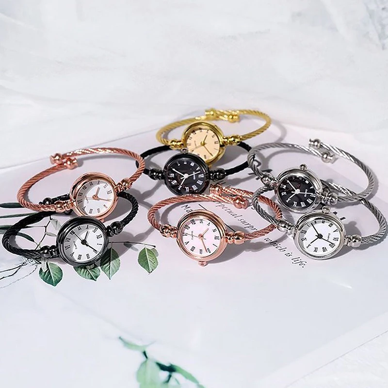 Montres-bracelets analogiques en alliage de quartz exquis pour femmes, montre-bracelet décontractée, montres provoqué, or, argent, mode vintage, luxe