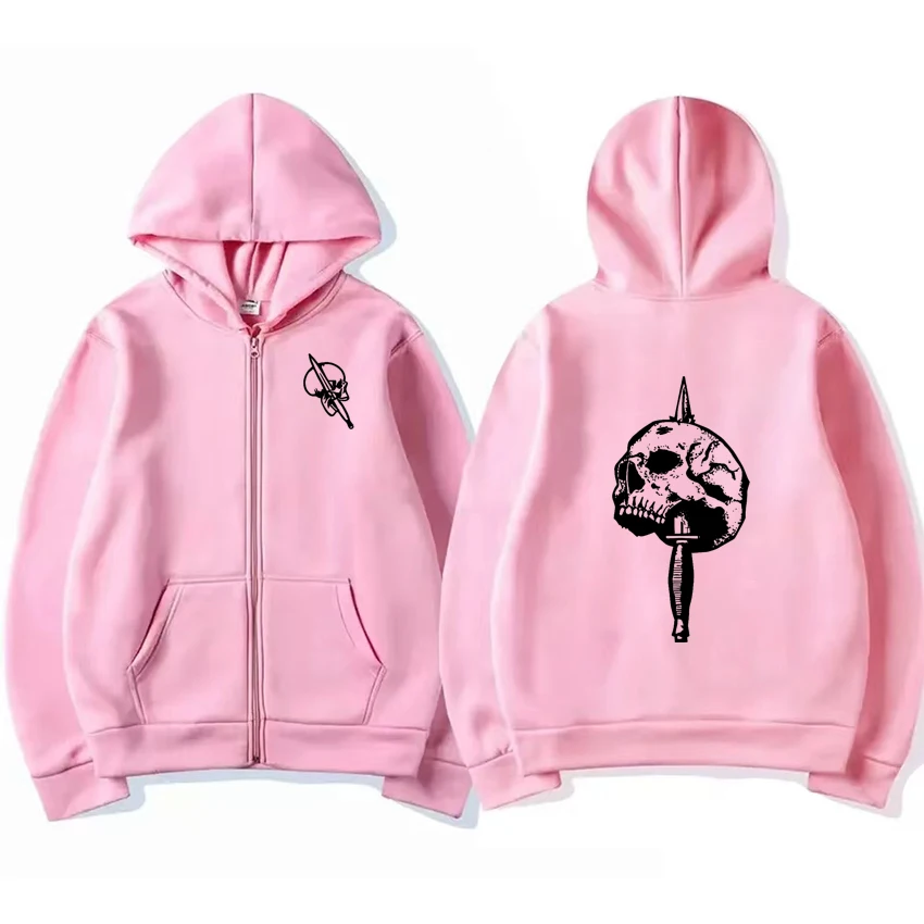 Fashion Funny Harajuku Skeleton Zipper Sweatshirt Men Women Oversize Hip Hop Fleece Hoodie Autumn Winter Long sleeve Coat Unisex