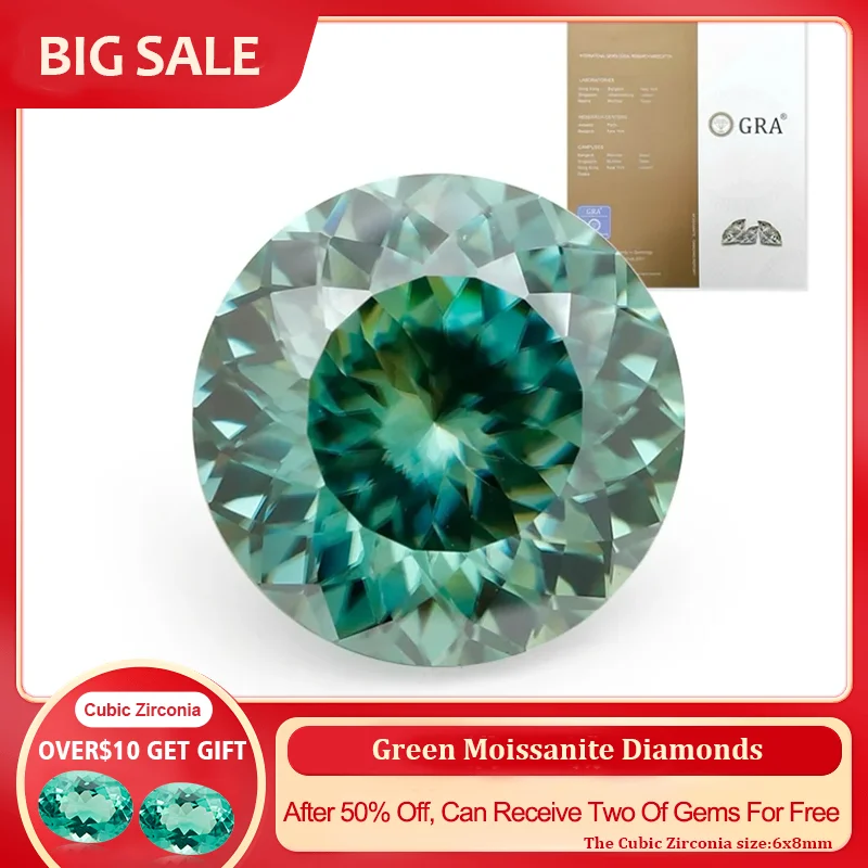 

YinZheng Green Moissanite Diamonds 6A Grade Hundred Facet Cut Provide GRA CertifIcate Loose Moissanite Stone For Making Jewelry