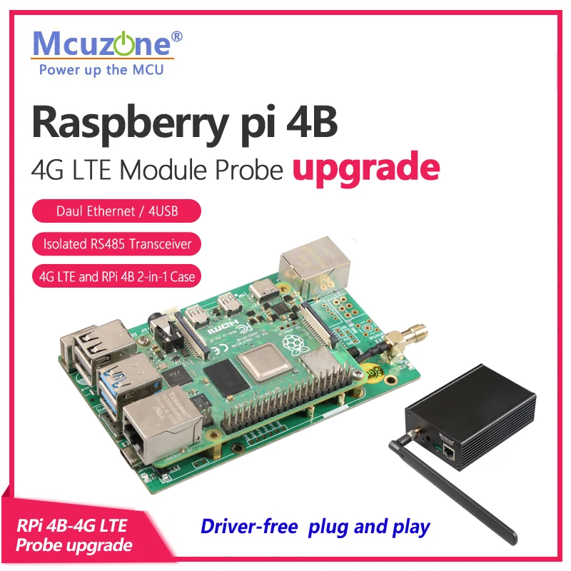 Raspberry Pi 4B-4G LTE Expansion board,USB HUB,RJ45,CAT4 free driver,Case,Qualcomm GPS RS485,NL668-EAU,Nl668-AM