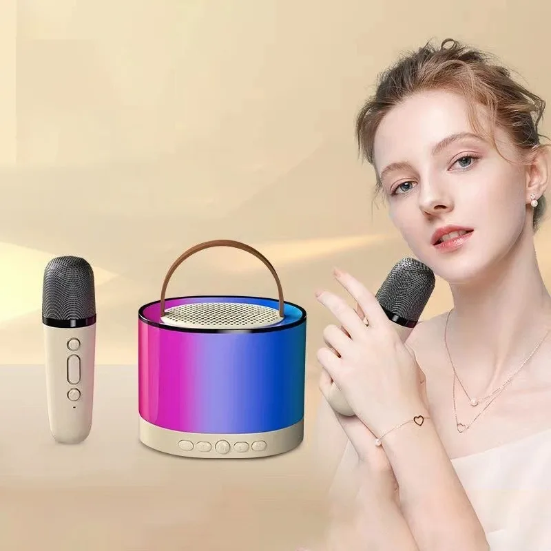 K52 microfone portátil sem fio bluetooth alto-falante multifuncional leitor de música karaoke microfone caixa de som inteligente home theater