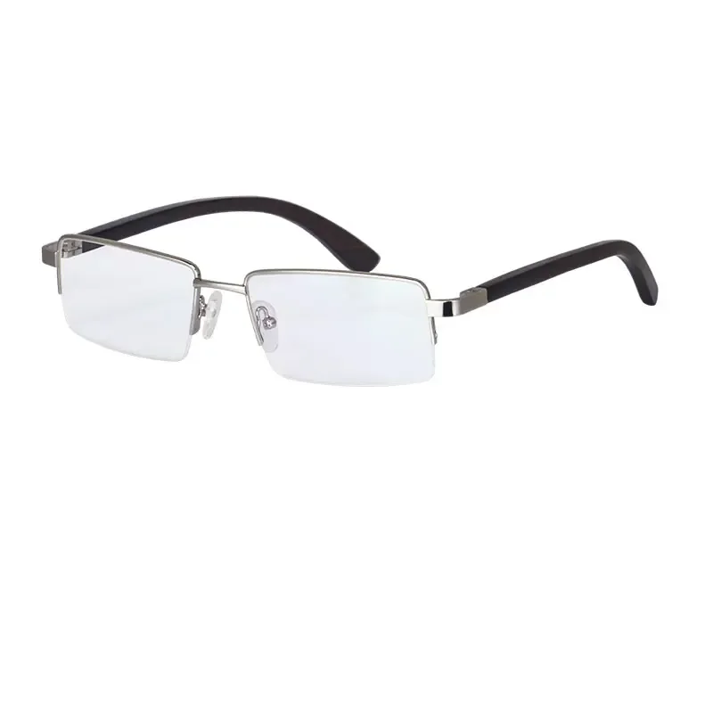 SHINU lunettes de Prescription pour la Vision lunettes de jambe en bois demi-monture pour homme lumière bleue bloquant les lunettes myopes hommes cadeaux