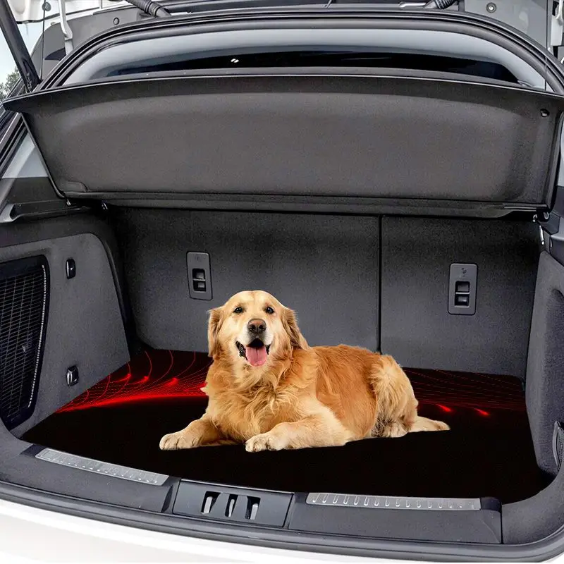Red Light Wave Abstract Universal Car Trunk Mat Patriotic Style Non-Slip Washable Cargo Liner For Sedan CUV SUV Auto Rear Mat