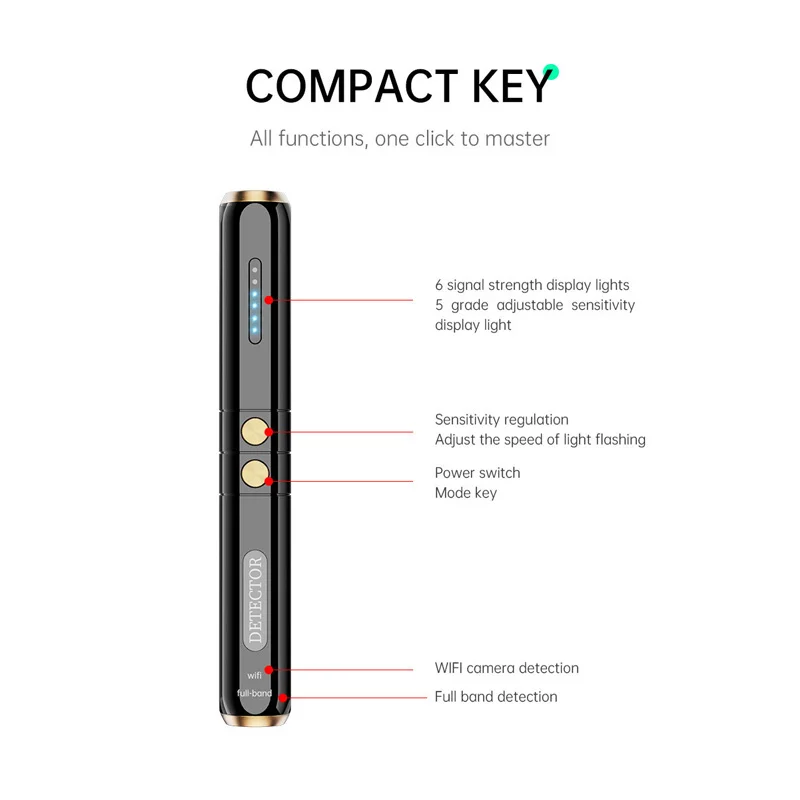 T13 Mini Portable Intelligent Wireless Signal Detector Hotel Anti-candid Photography Camera Detector Gps Search Bug Detection