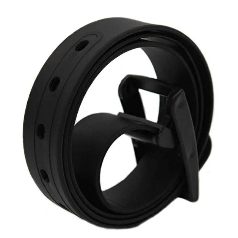 Fashion Plastic Belt Friendly Candy Multi Color Silicone Rubber Leather Belt Smooth Buckle For Women Men Adjustable