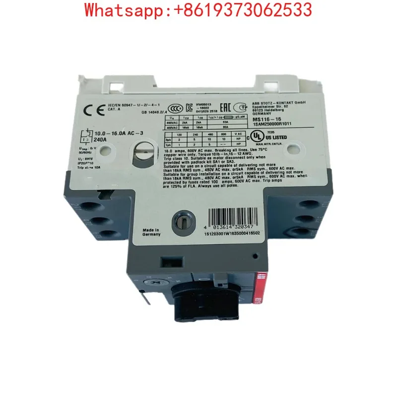 

New Original ABB MS116-6.3 Manual Motor Starter MS116-6.3 MOTOR GUARD REG.4.0-6.3A MS116-6.3 Manual Motor Starter 4.0 ... 6.3 A
