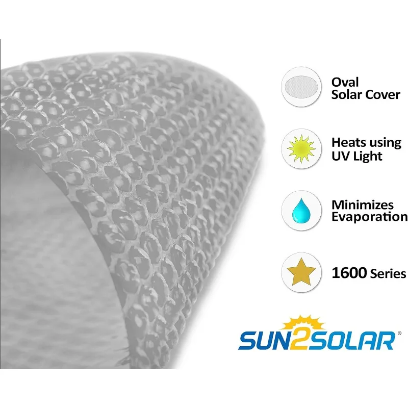 Sun2Solar Clear 21-Foot-by-41-Foot Oval Solar Cover | 1600 Series | Heat Retaining Blanket for In-Ground