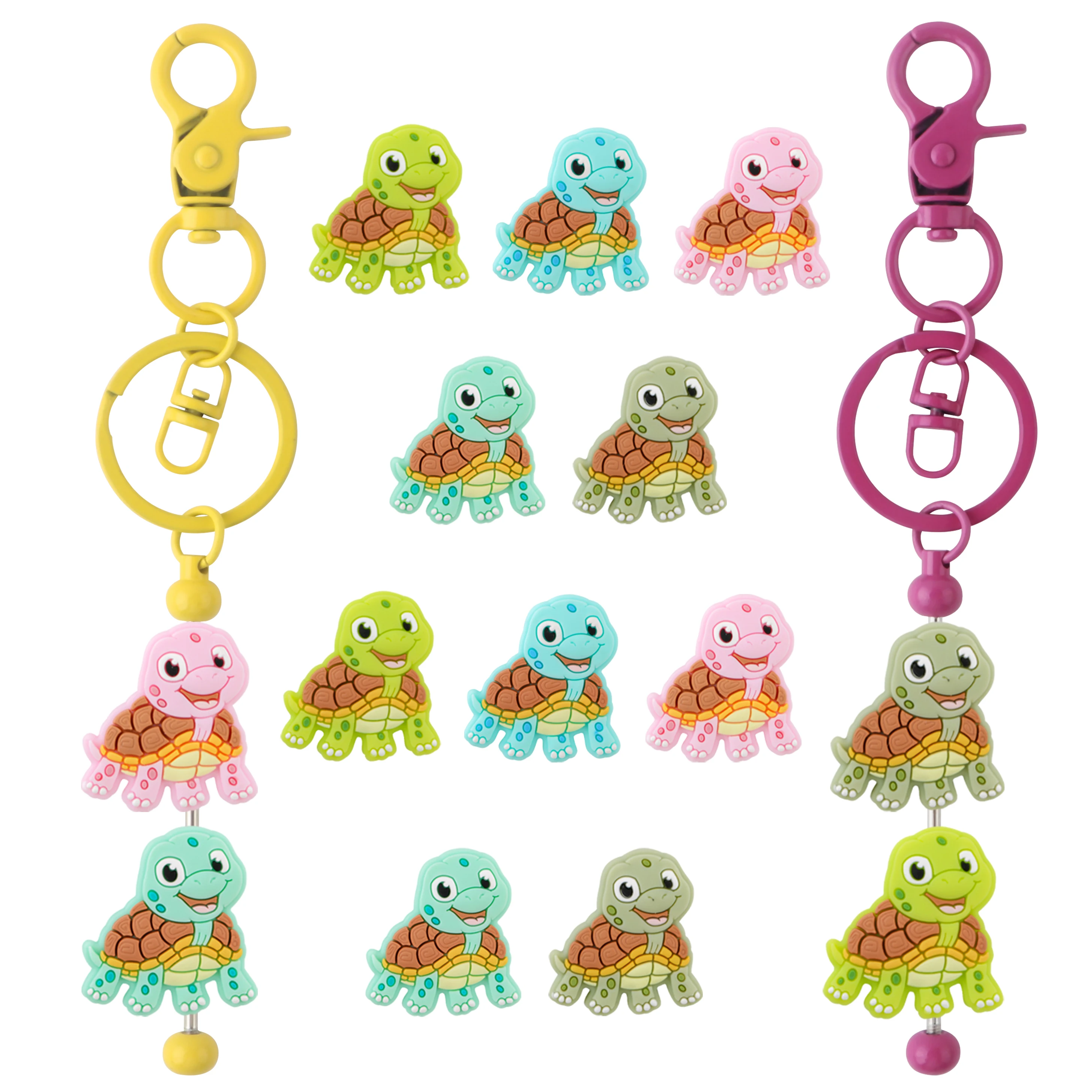 5 Stück Silikon-Schildkröten-Fokusperlen oder Schmuckherstellung DIY Schlüsselanhänger Halskette Armband Ohrringe Personalisierte Accessoires
