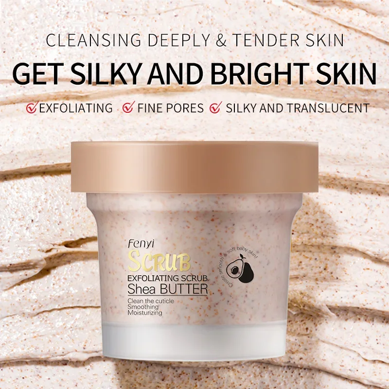 

Body Care Product 100g Shea Butter Body Scrub Exfoliating Hydrating Moisturizing Oil Control Cleaning Mud Scrub Cream