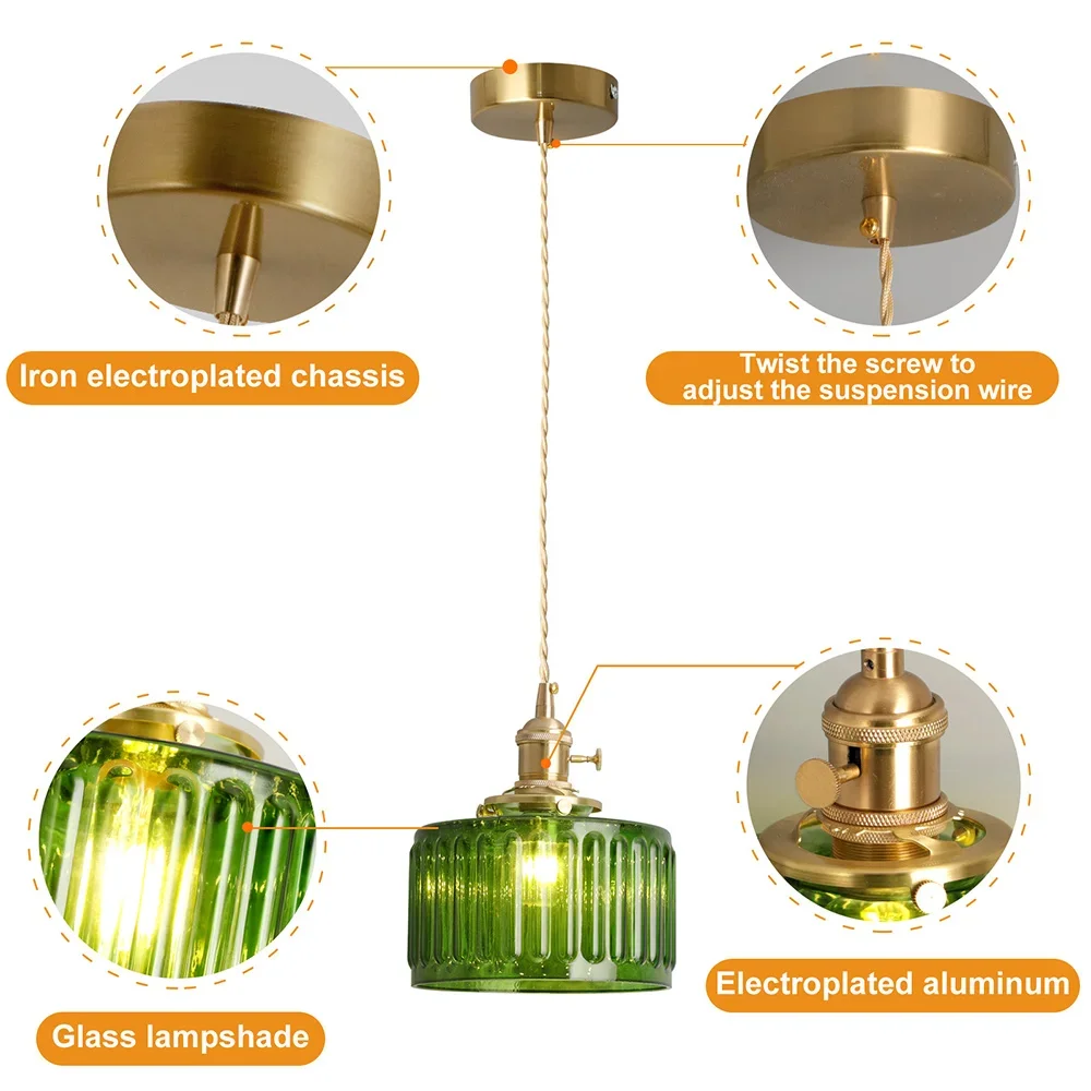 Led Crystal Pendant Light Green Chandelier Modern Hanging Ceiling Lamp Fixture Aisle Dining Room Kitchen Island Retro Home Decor