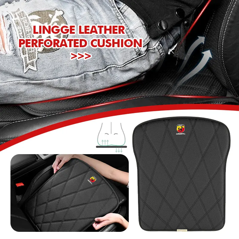 Car Seat Leather Perforated Anti-slip Breathable Booster Cushion For Abarth Freemont Strada 500x Grande Punto Ducato Stilo Palio